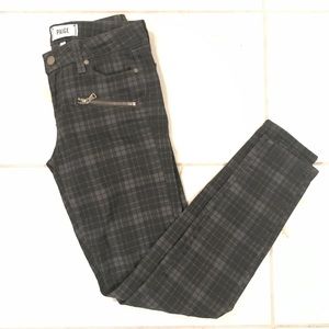 PAIGE JEANS Indio Zip Gray Plaid Skinny Jeans